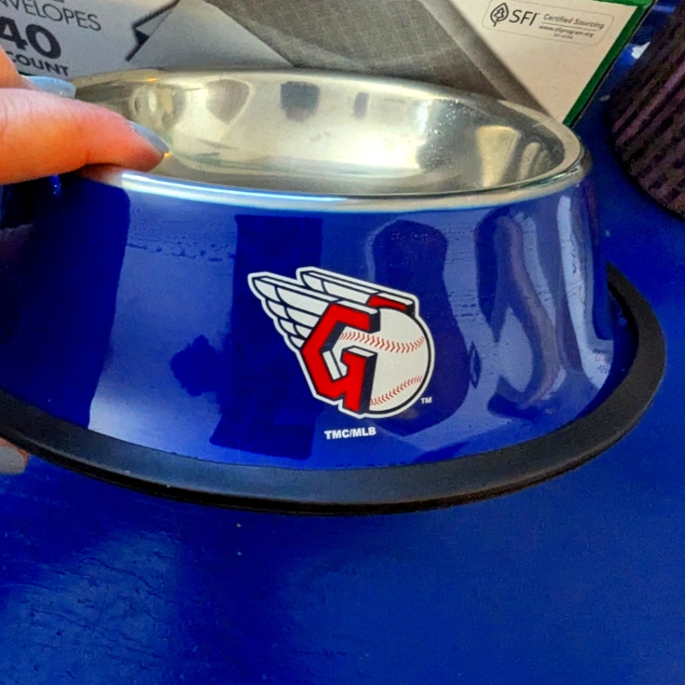 Cleveland Guardians Logo Non Slip Dog Cat Food Water Bowl Stainless Steel New